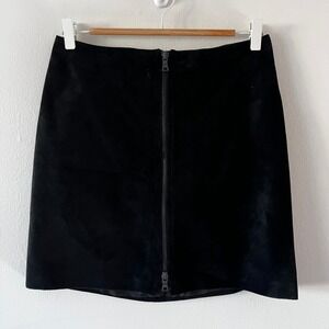 Jenne Maag Black Suede Mini‎ Skirt Zip Front size medium
